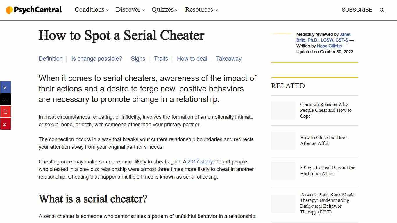 Serial Cheater: 5 Signs Psych Central